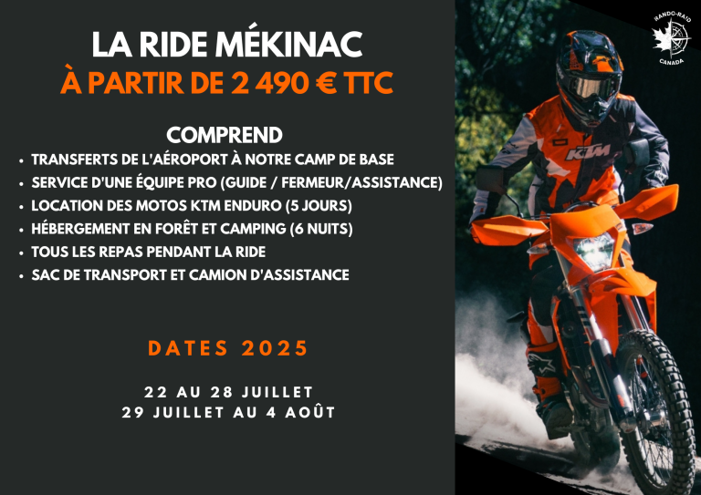 Ride Mékinac 2025 - calendrier